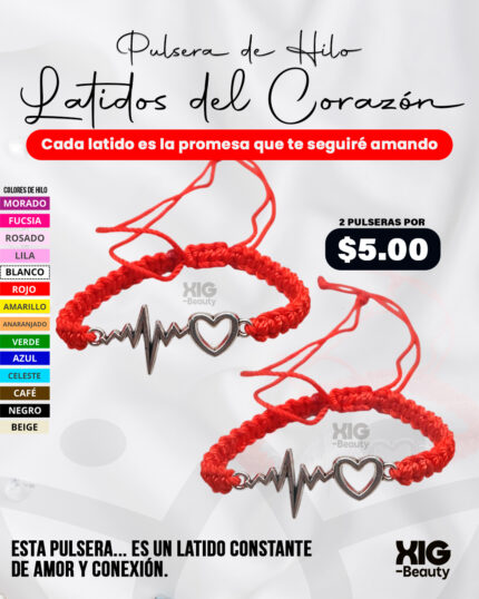 🫀 Latidos del Corazón – Pulsera de Hilo