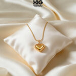 Cadena Corazón de Acero en Acero Inoxidable Plata y Dorado 18k